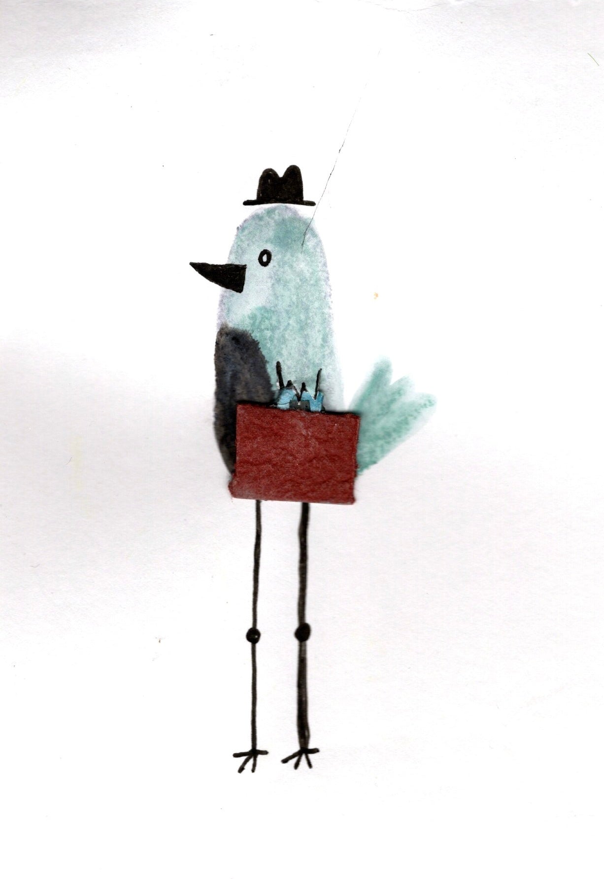 Early Bird Gets the Briefcase – Whimsical Bird Art Print by Nate