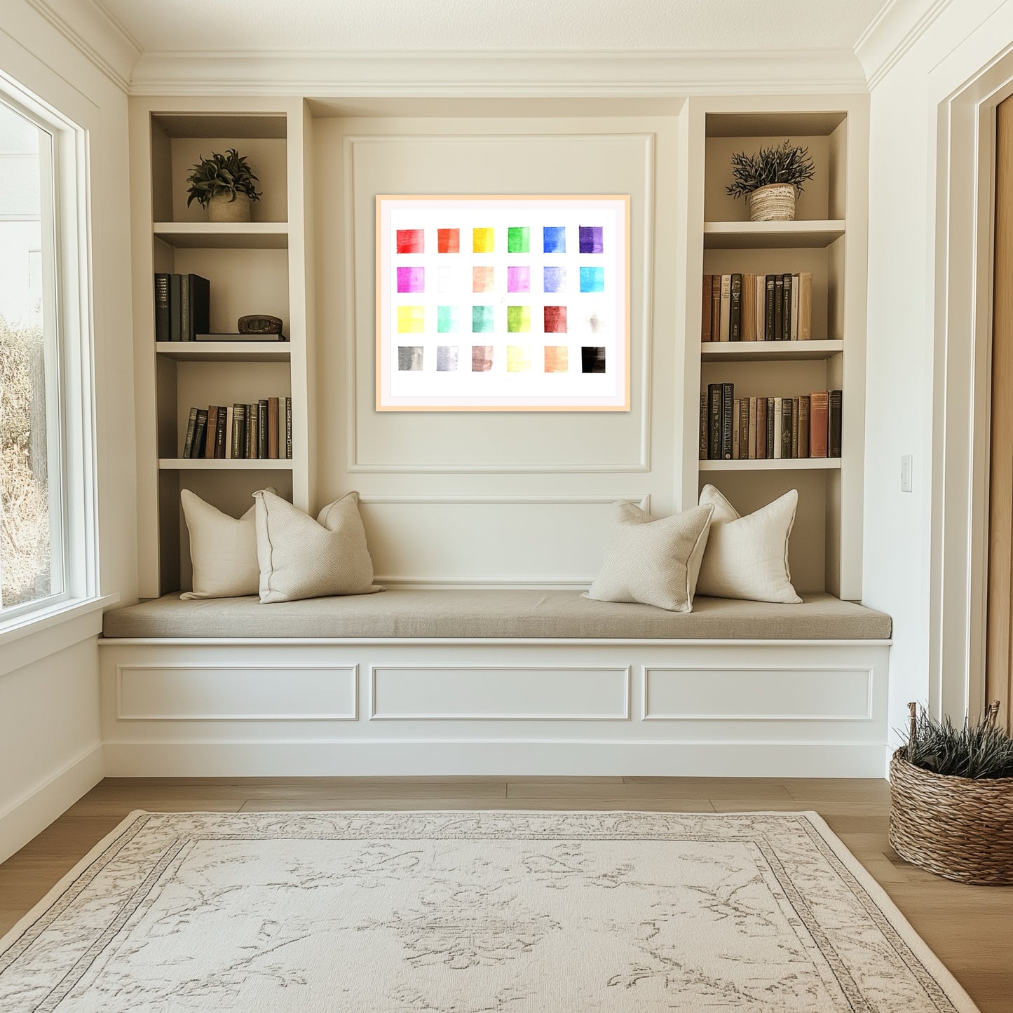 Hand-Painted Watercolor Swatch Chart – 24 Unique Color Squares for Artists & Creatives