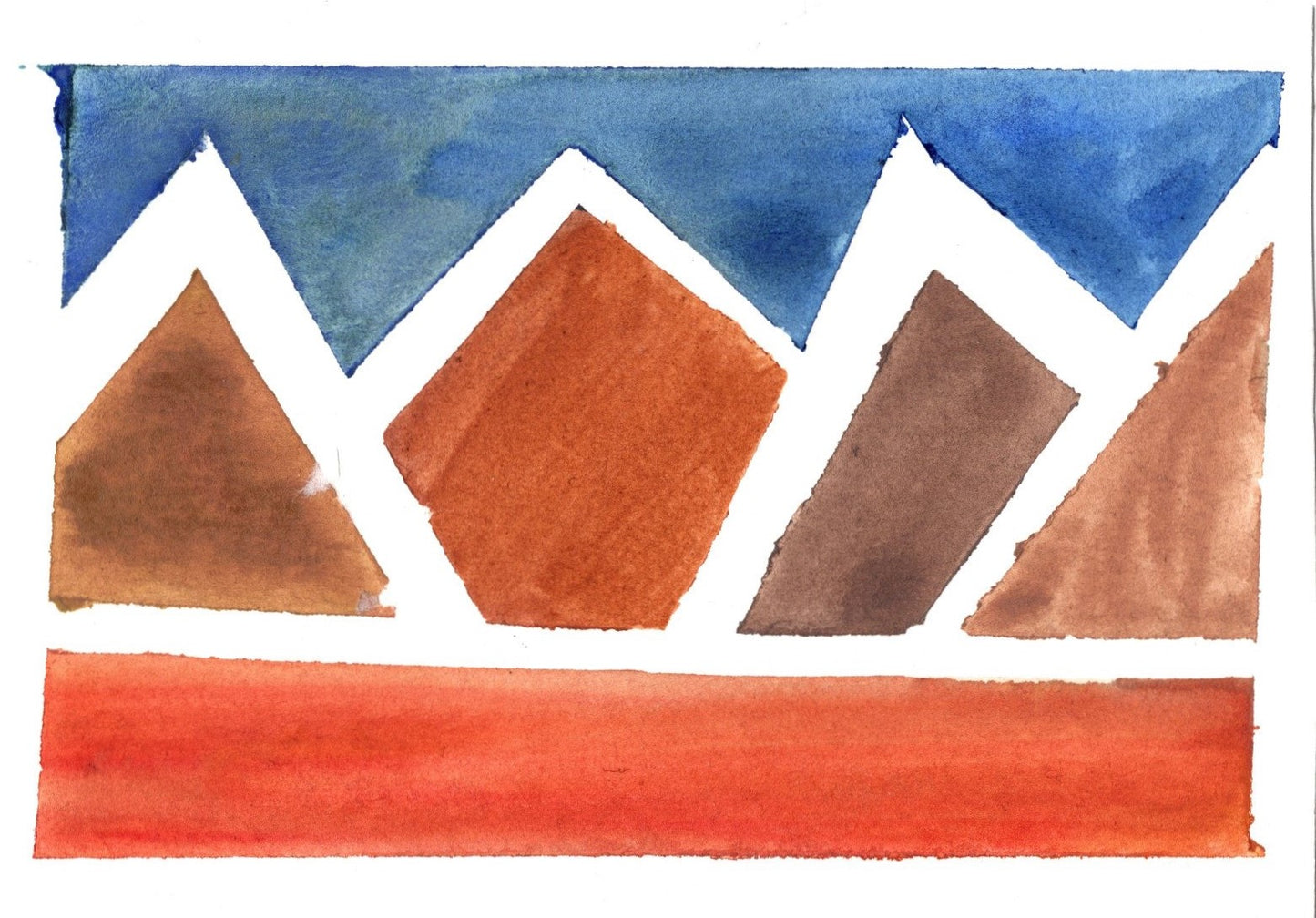 Southwest Abstract Watercolor Art Print - Geometric Desert Landscape Wall Decor - Boho Western Honey Aesthetic