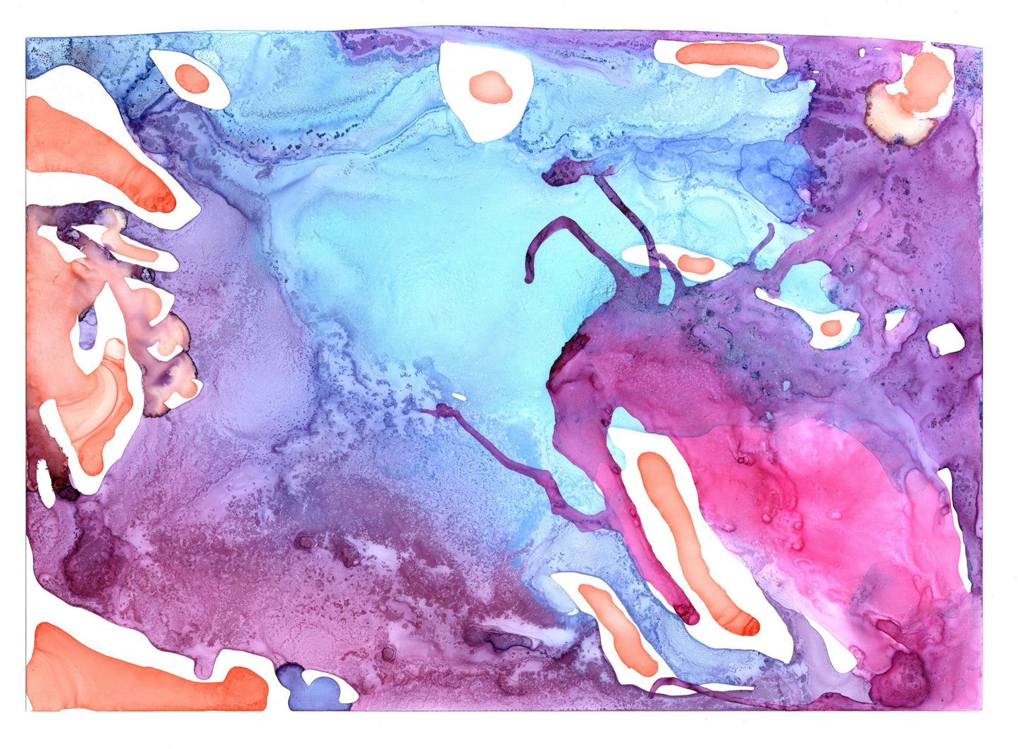 Vibrant Abstract Alcohol Ink Art Print – Blue, Purple & Pink Fluid Painting - Abstract Beetle