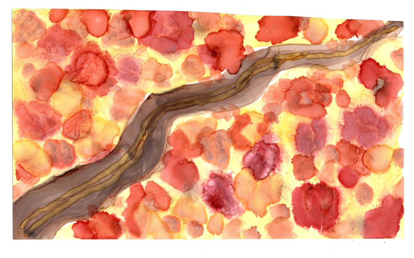 Alcohol Ink Aerial View of Road in Autumn