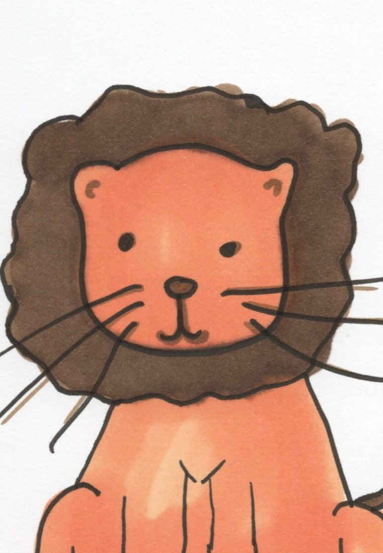Cute Lion Wall Art Print | Kawaii Safari Animal Nursery Decor | Jungle Kids Room Illustration | Whimsical Cartoon Lion Artwork