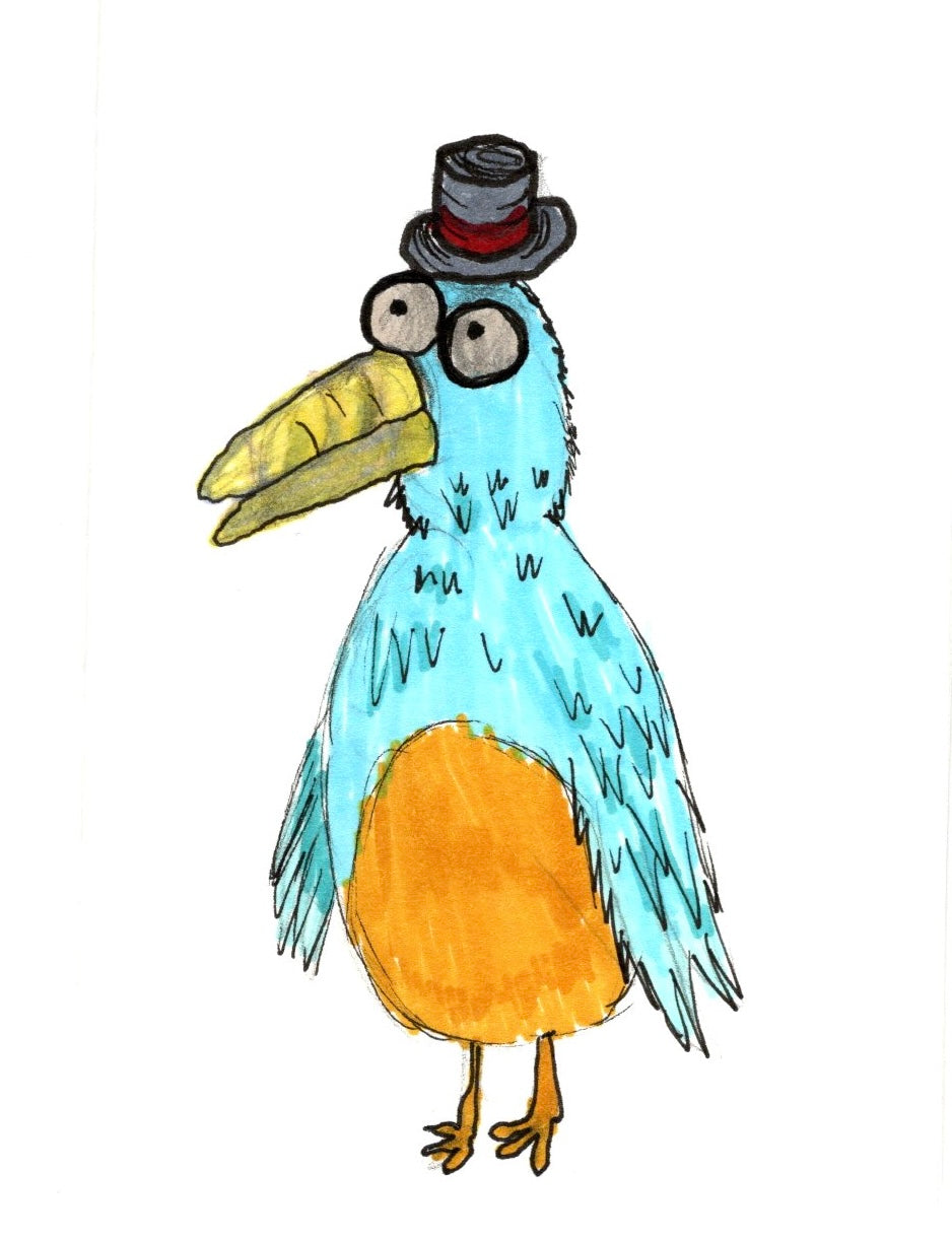 Whimsical Bird Art Print – Funny Blue Bird with Hat Illustration – Quirky Animal Wall Decor – Cute Bird Lover Gift – Kids Room Art
- Professor Bird