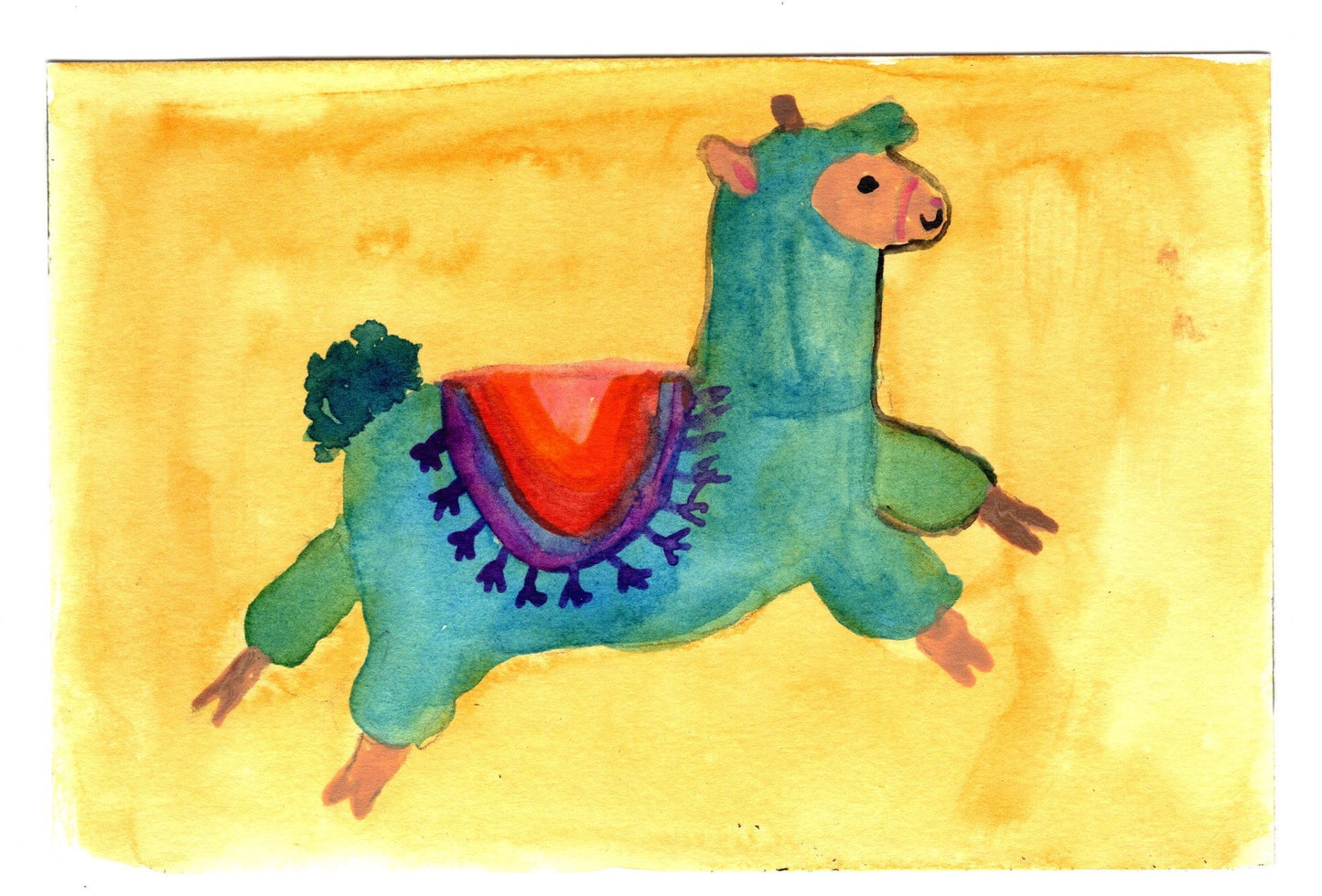 Colorful Llama Watercolor Print – Boho Nursery Art, Whimsical Alpaca Wall Decor