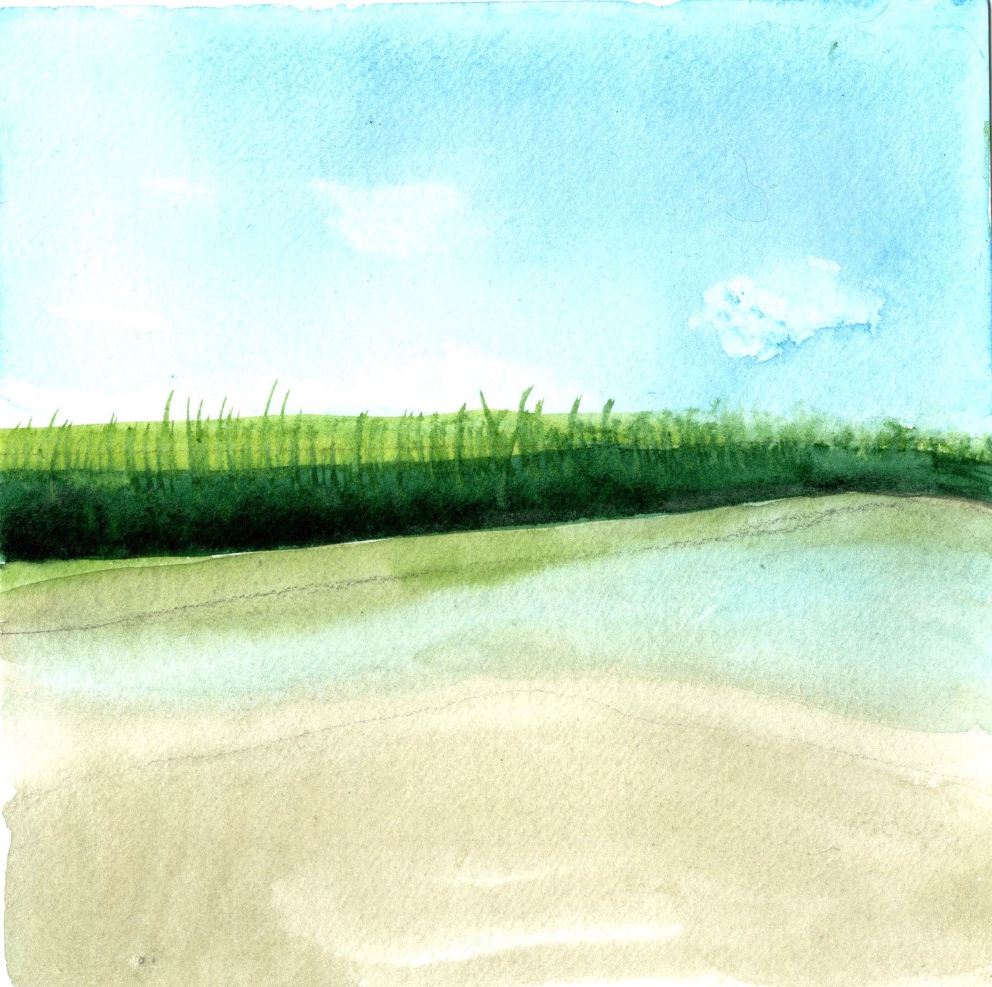 Coastal Marsh Watercolor Print – Peaceful Nature Landscape