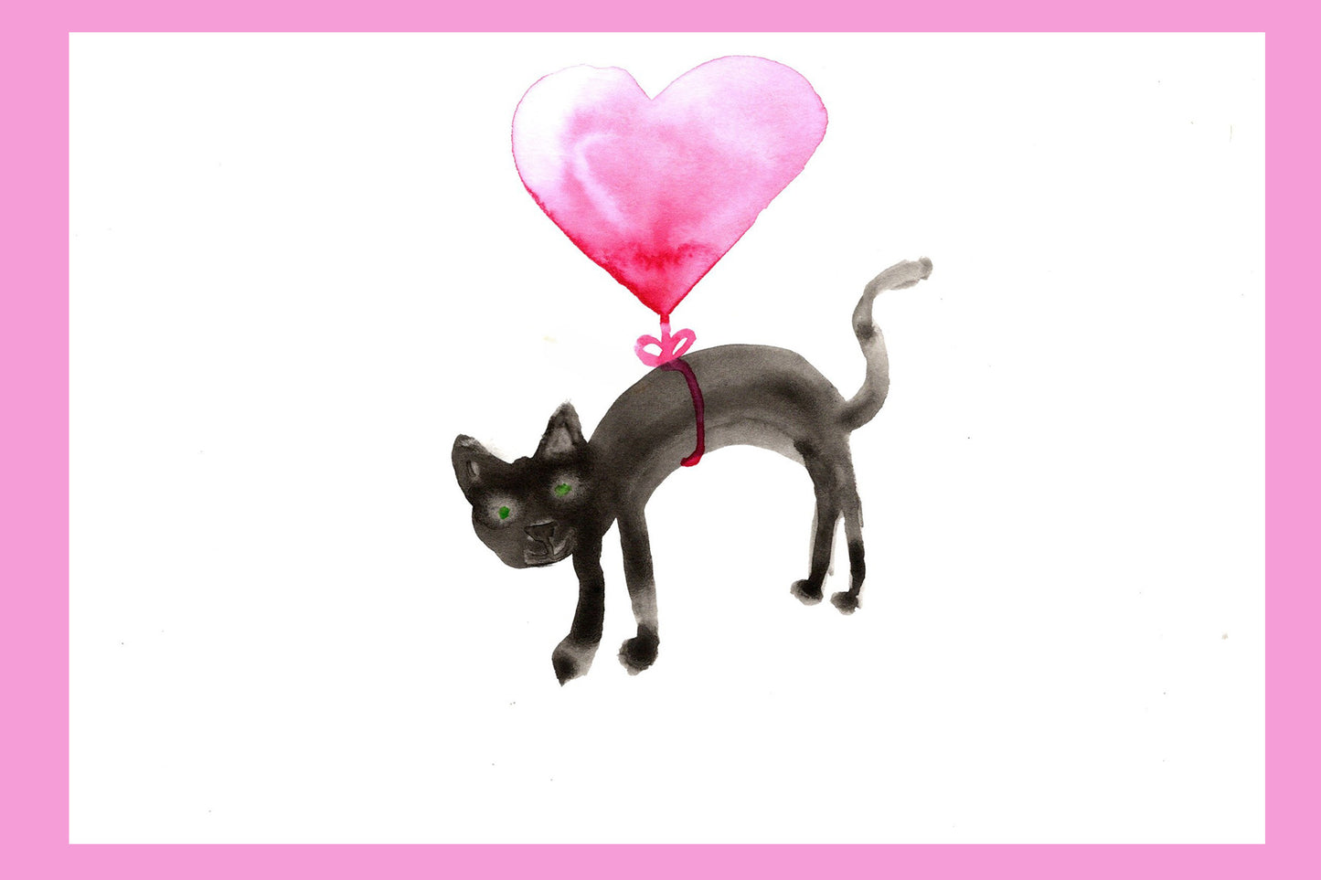 Cat with Heart Balloon Around Waist