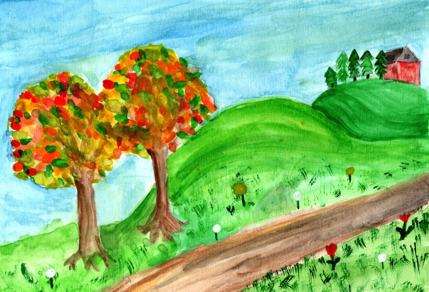 Barn Atop Hill in Autumn