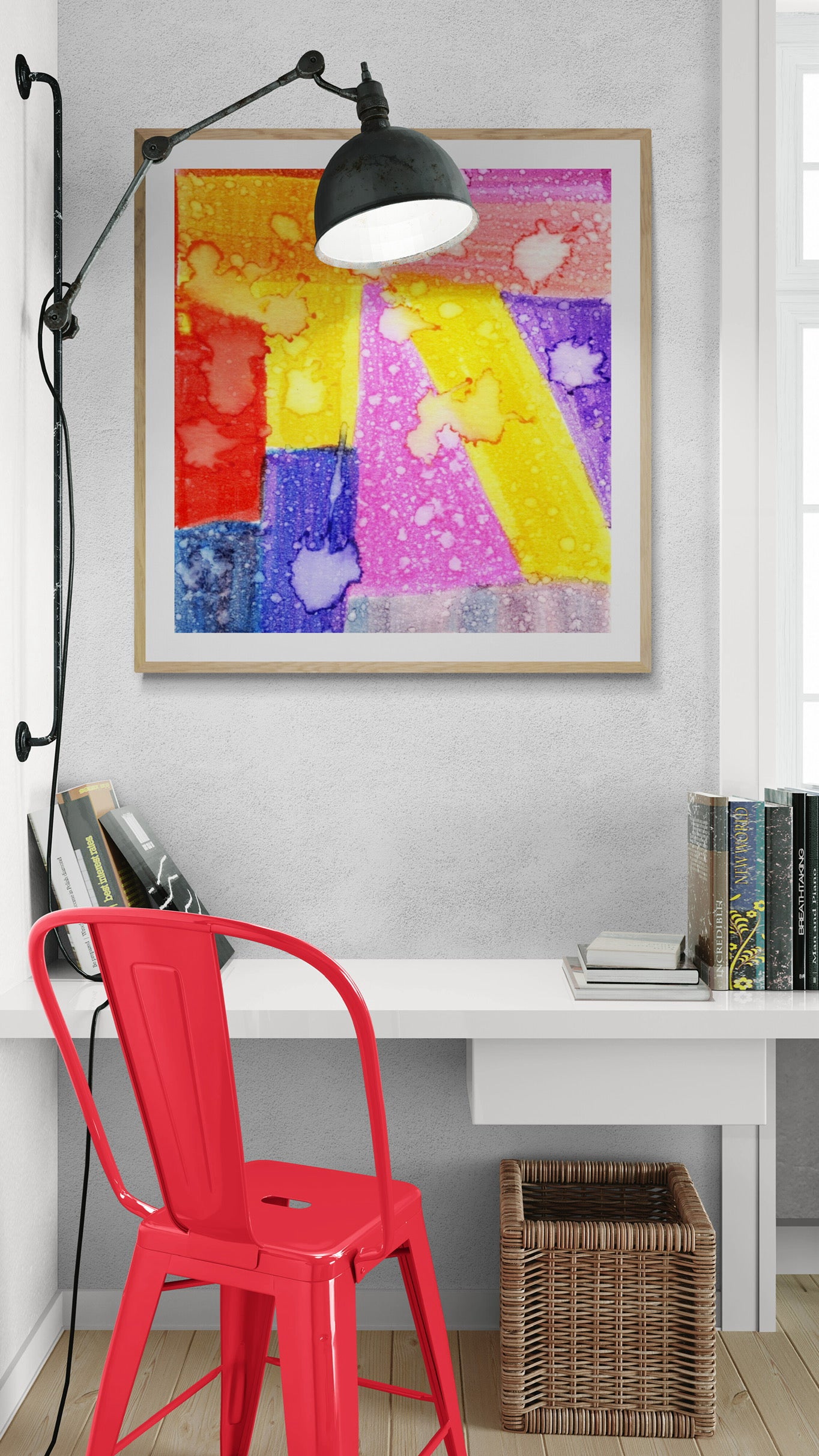 Colorful Abstract Watercolor Art Print – Geometric Wall Decor