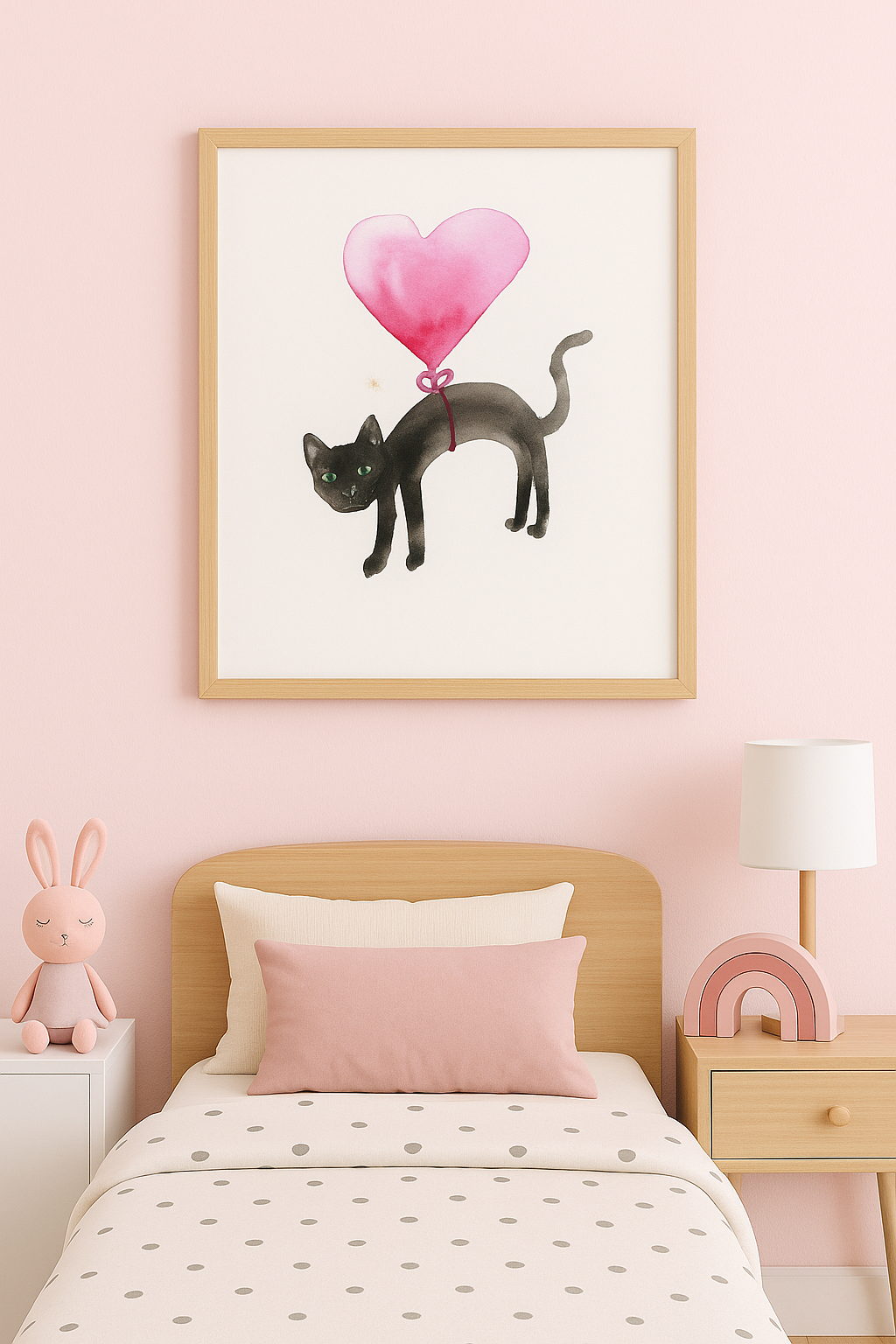 Cat with Heart Balloon Around Waist