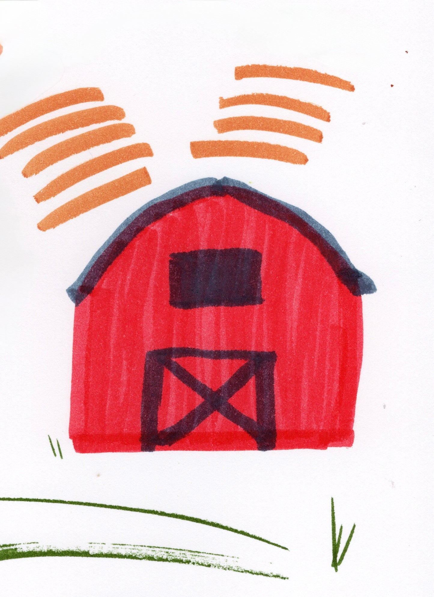 Barnyard Farm Animal Wall Art Print – Cow, Pig, Sheep, Chickens & Red Barn Illustration – Whimsical Farmhouse Nursery Decor