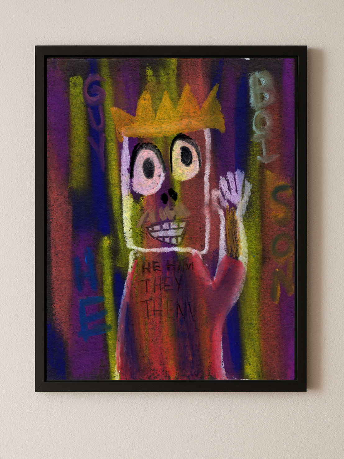Basquiat Inspired Art Print | Abstract Portrait | Vibrant Expressionist Painting | He/Him They/Them Identity Artwork | Urban Street Wall Art