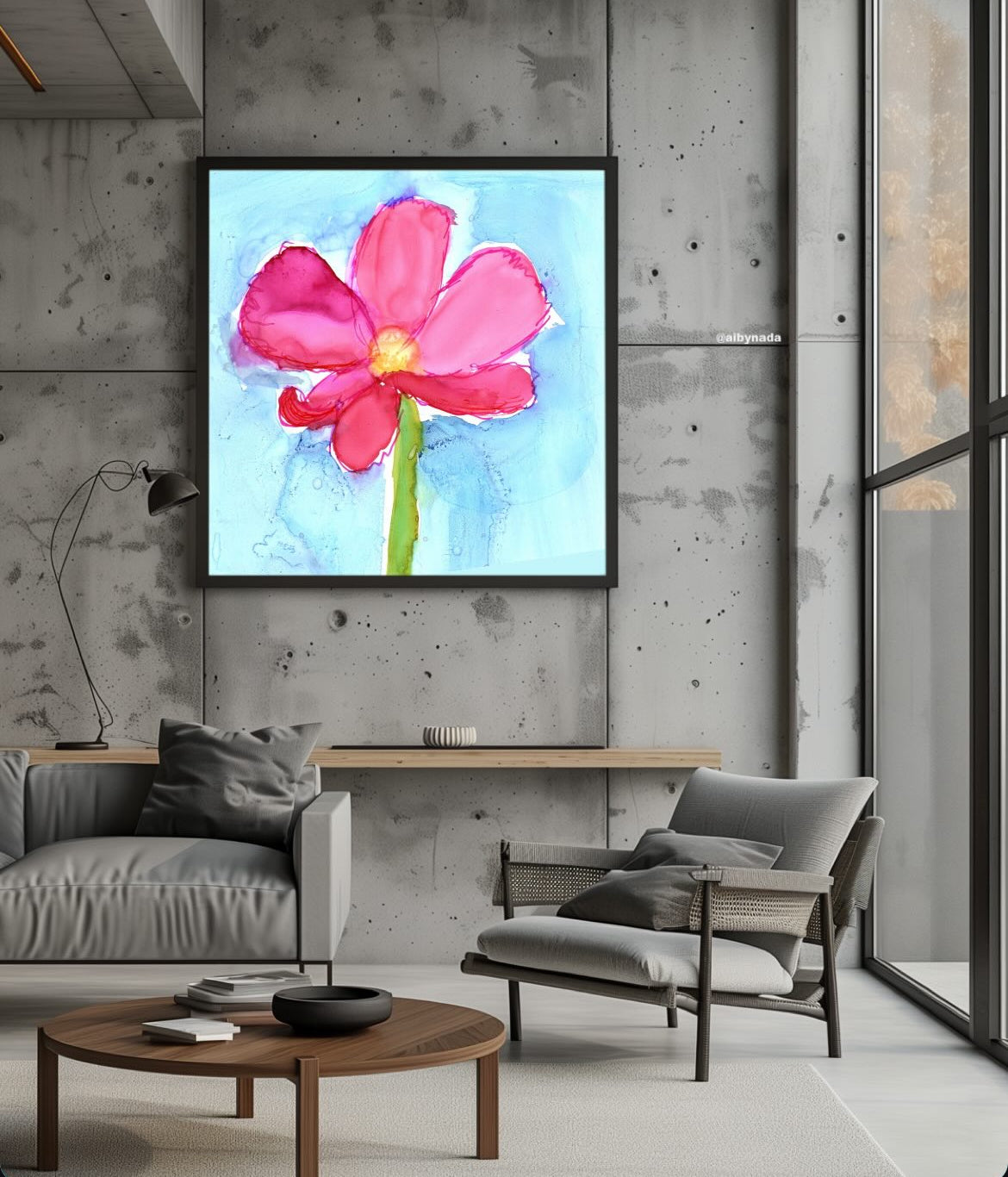Pink Alcohol Ink Flower Art Print – Modern Floral Wall Decor – Abstract Botanical Artwork – Whimsical Ink Painting