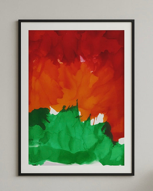 Bold Abstract Alcohol Ink Art | Red Orange Green Wall Decor | Modern Fluid Painting | Vibrant Nature Inspired Artwork