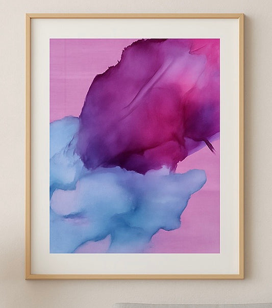 Abstract Alcohol Ink Art Print - Pink & Purple Wall Decor - Modern Fluid Art Painting - Boho Watercolor Style Home Decor