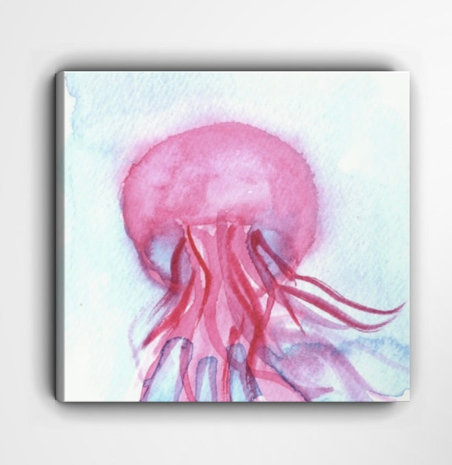 Pink Jellyfish Watercolor Art Print – Coastal Wall Decor, Ocean Nursery Art, Marine Sea Life Painting