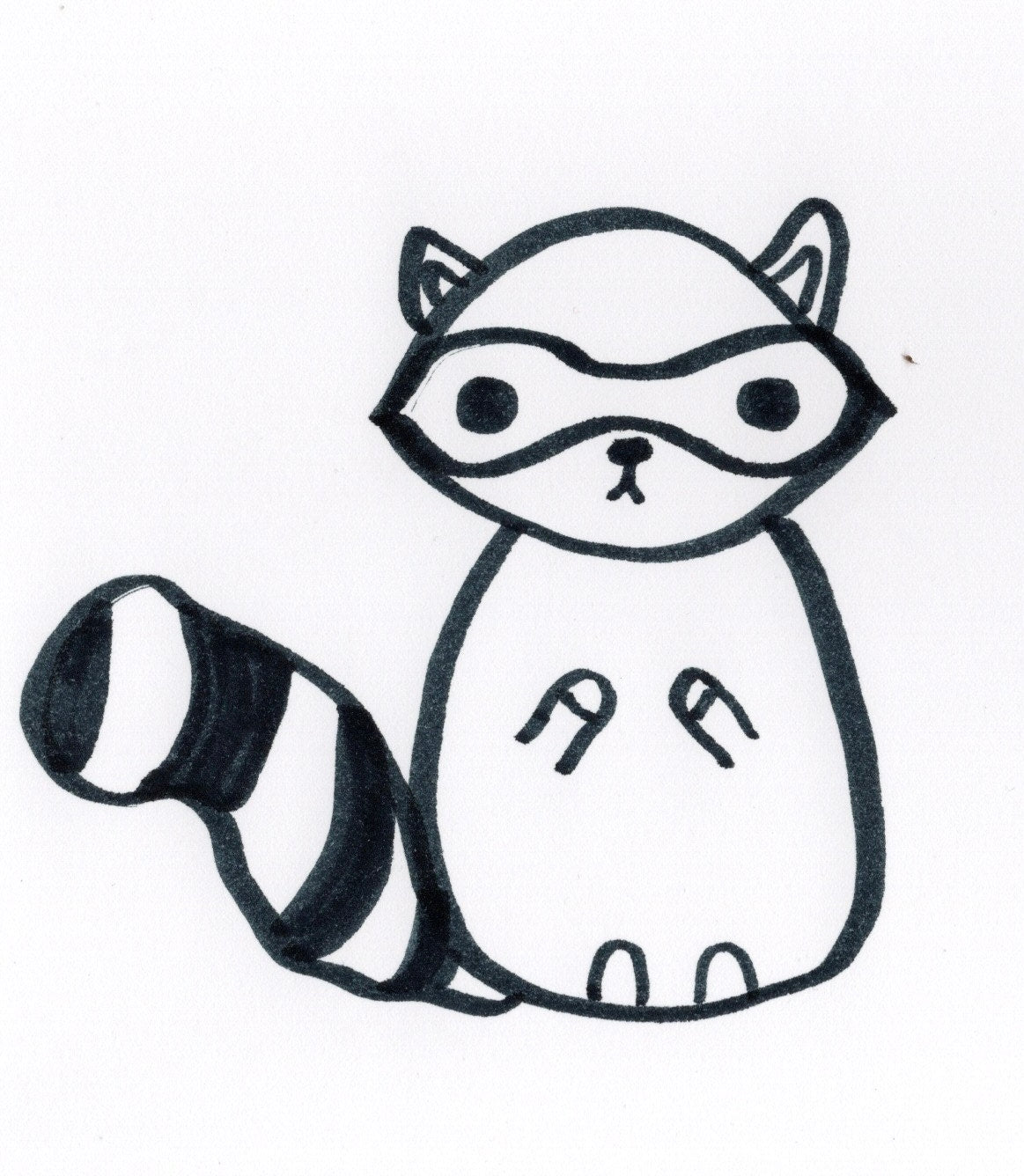 Cute Raccoon Drawing Print | Minimalist Animal Wall Art | Black and White Nursery Decor | Woodland Creature Illustration