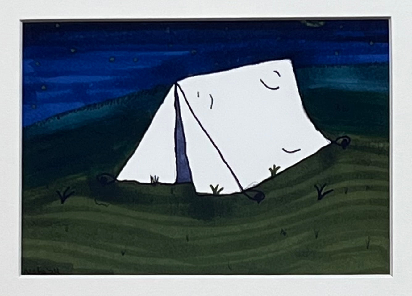 Whimsical Tent Under the Stars – Cozy Camping Night Art Print