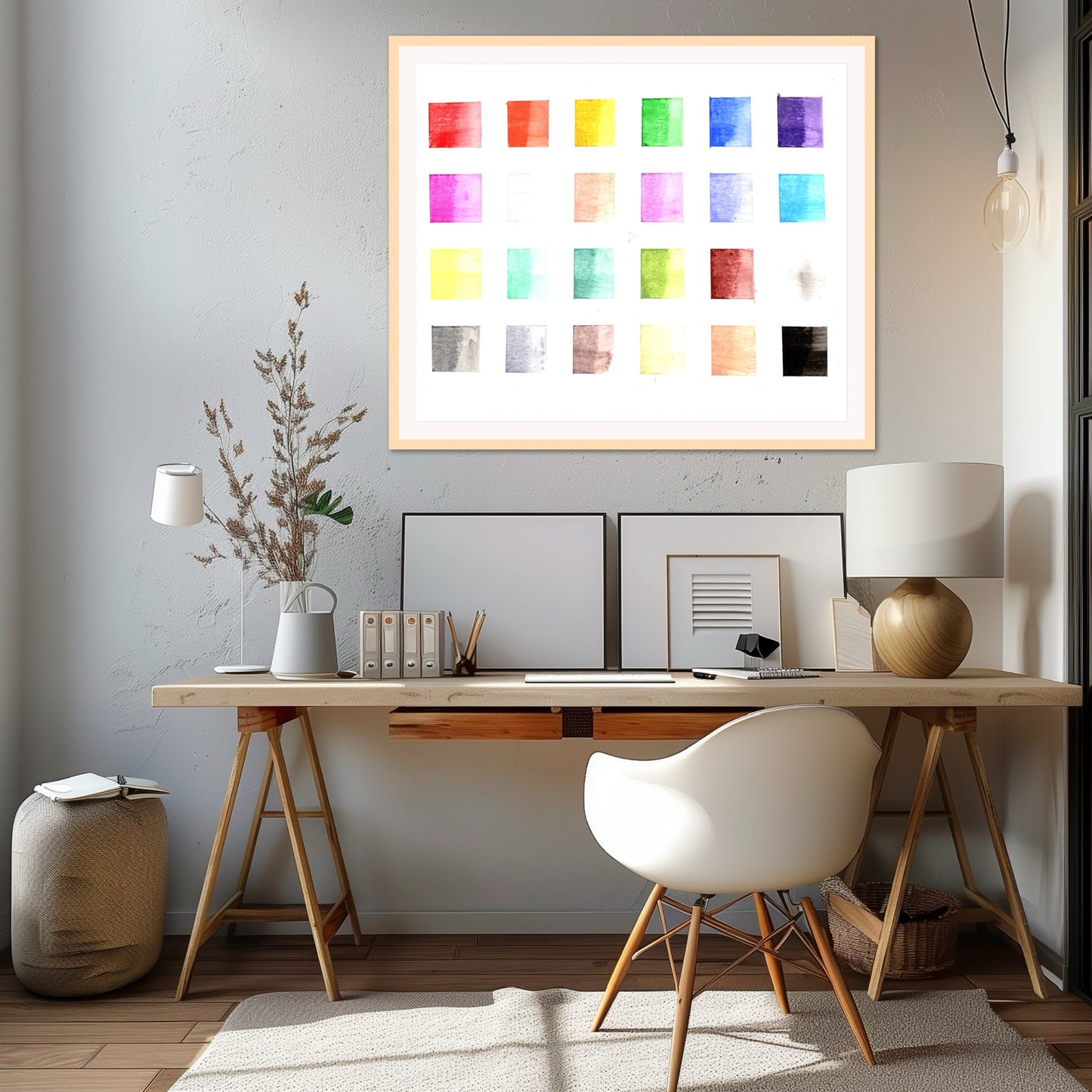 Hand-Painted Watercolor Swatch Chart – 24 Unique Color Squares for Artists & Creatives