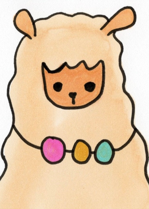 Cute Fluffy Sheep Wall Art Print | Kawaii Animal Nursery Decor | Neutral Kids Room Illustration | Playful Cartoon Farm Animal Artwork