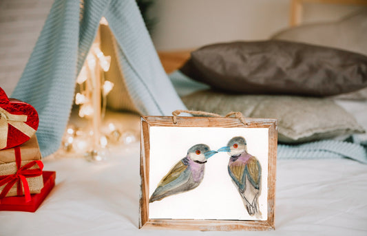 2 Turtle Doves Print | 12 Days of Christmas Wall Art | Holiday Bird Illustration | Festive Winter Decor | Traditional Xmas Gift