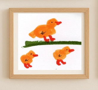 Chicken Wall Art Print – Chicks & Rooster Farm Animal Illustration – Whimsical Farmhouse Kitchen or Nursery Decor