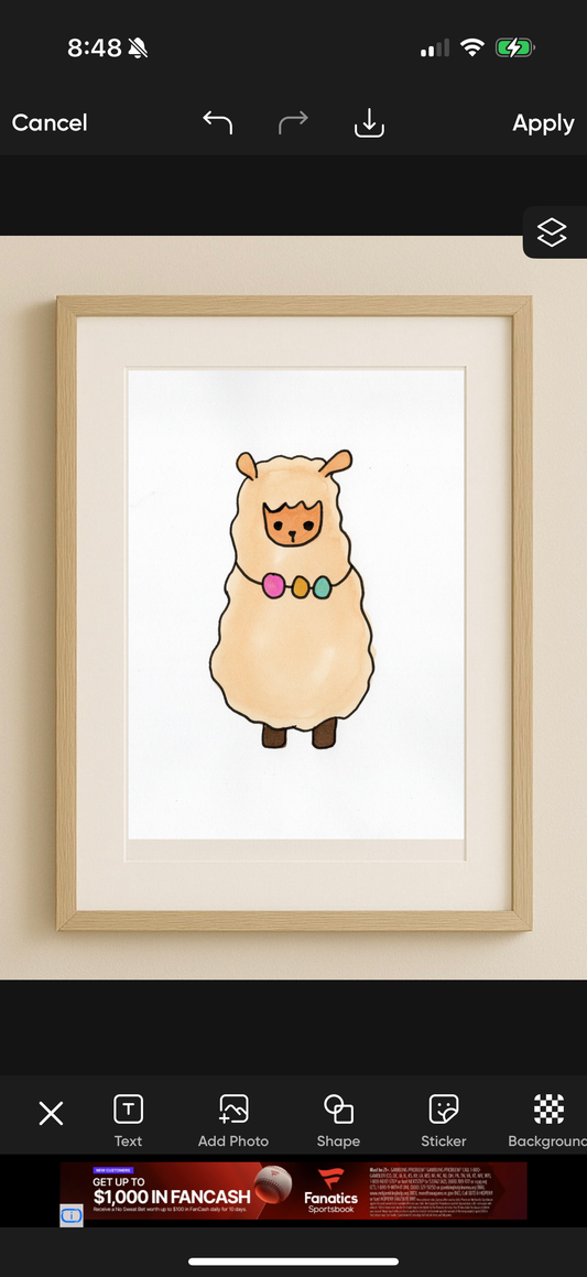 Cute Fluffy Sheep Wall Art Print | Kawaii Animal Nursery Decor | Neutral Kids Room Illustration | Playful Cartoon Farm Animal Artwork