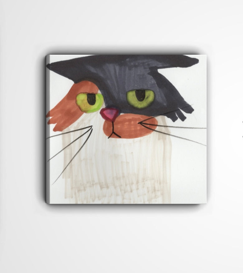 Graduating Cat Art Print – Funny Whimsical Feline Graduation Gift