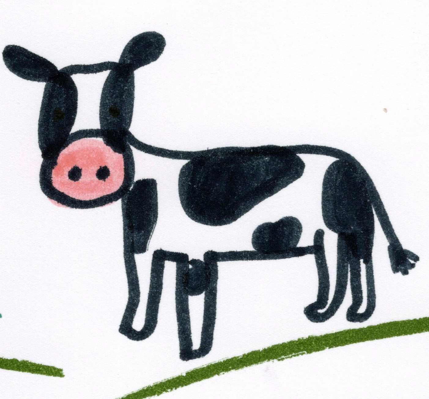 Cow Wall Art Print – Black and White Farm Animal Illustration – Whimsical Farmhouse Nursery Decor
