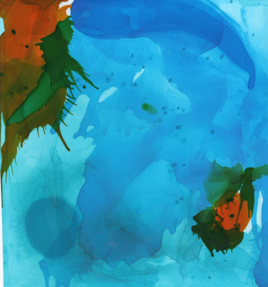 Alcohol Ink Abstract Orange & Turquoise