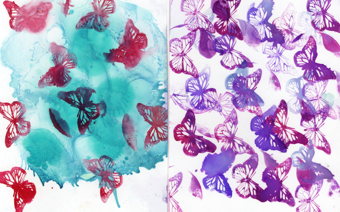 Alcohol Ink Butterfly Diptych