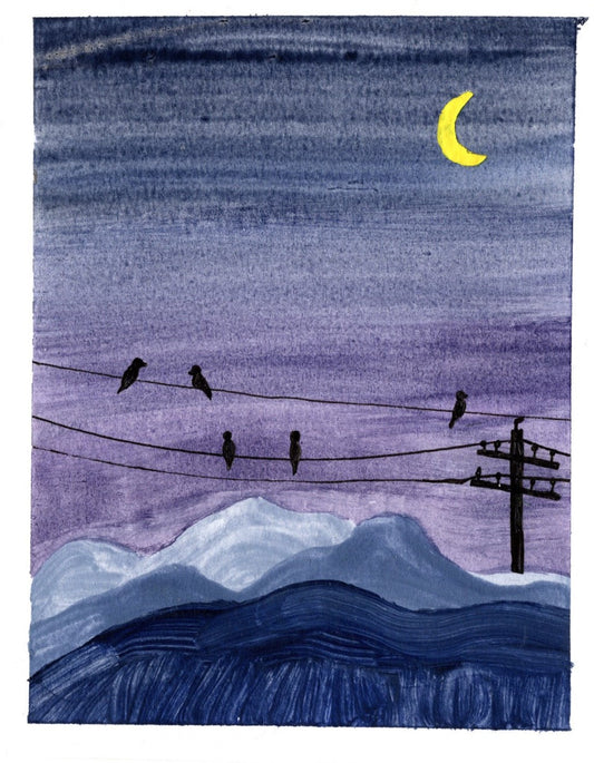 Birds on Wire Purple 2