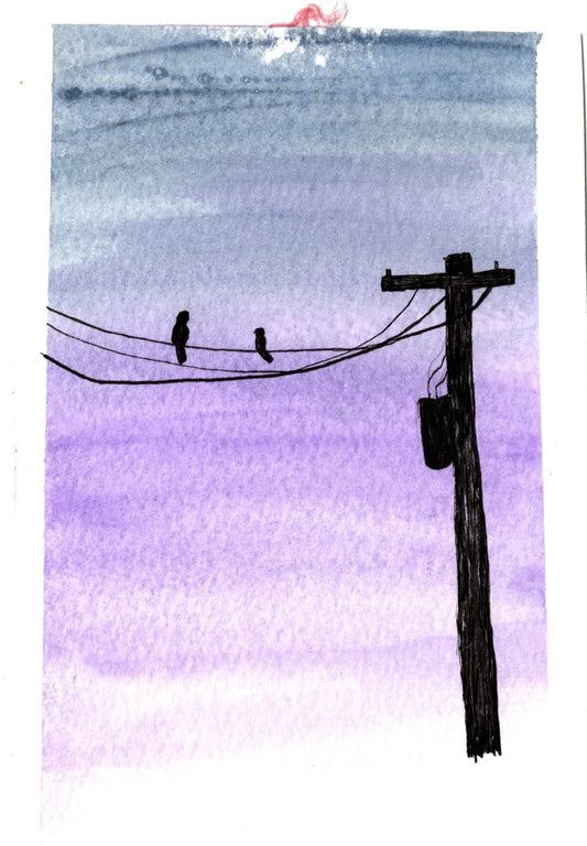 Birds on Wire Purple 3