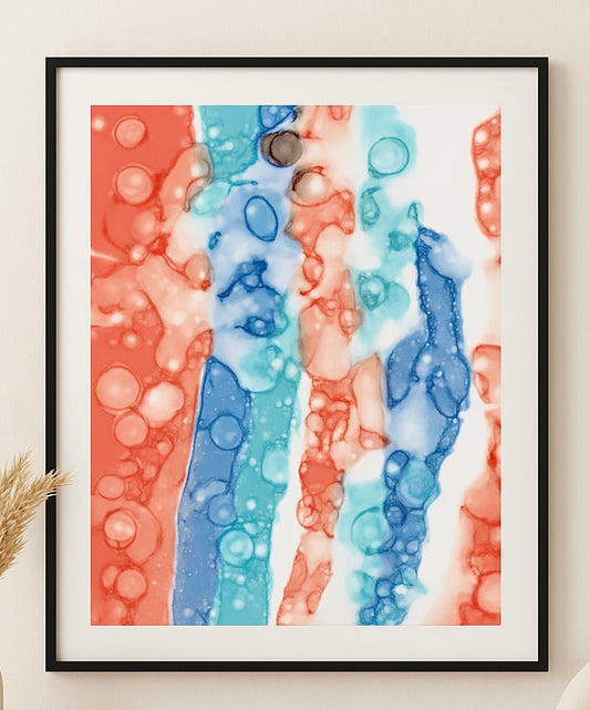Red White Blue Abstract Art Print – Bold Alcohol Ink Painting – Modern Wall Decor – Patriotic Art – 4th of July Colors – Contemporary Artwork