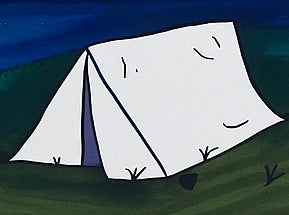 Cozy Night Camp – Whimsical Tent Illustration