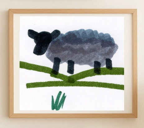 Sheep Wall Art Print – Farm Animal Illustration – Whimsical Farmhouse Nursery or Kids Room Decor