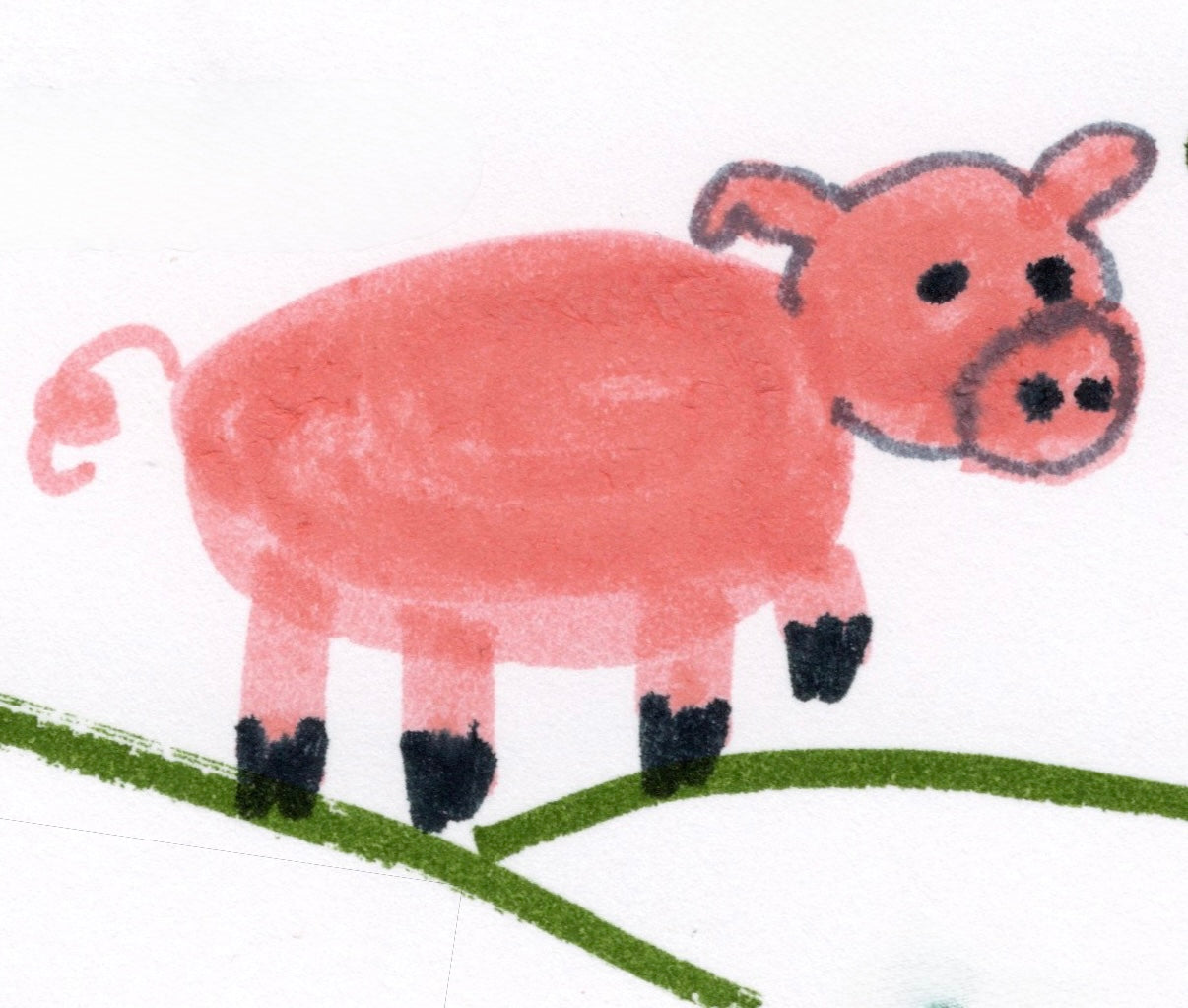 Pig Wall Art Print – Pink Farm Animal Illustration – Cute Whimsical Nursery or Farmhouse Decor