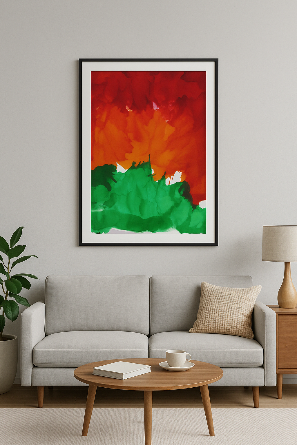 Bold Abstract Alcohol Ink Art | Red Orange Green Wall Decor | Modern Fluid Painting | Vibrant Nature Inspired Artwork