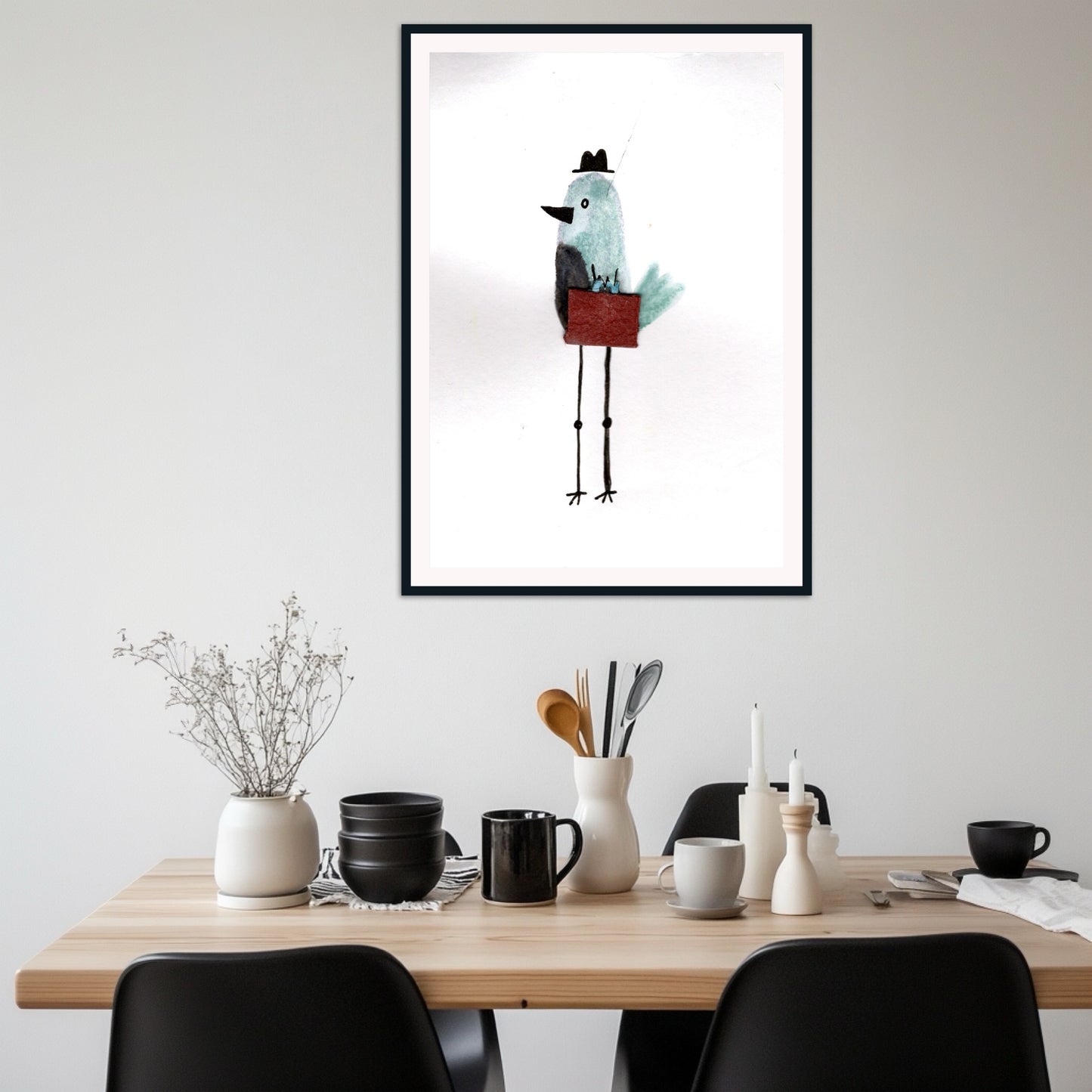 Early Bird Gets the Briefcase – Whimsical Bird Art Print by Nate