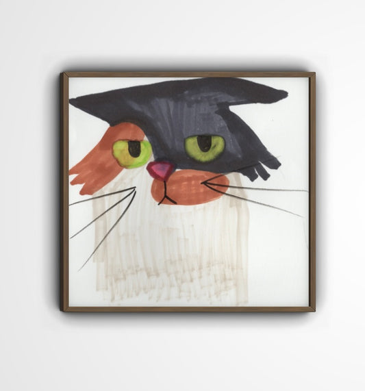 Graduating Cat Art Print – Funny Whimsical Feline Graduation Gift