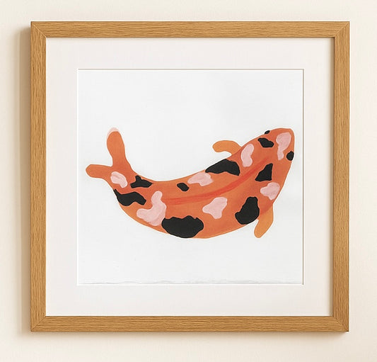 Hand-Painted Koi Fish Watercolor Art | Original Orange Koi Painting | Japanese Fish Wall Decor | Zen Aquarium Illustration | Nature Art Gift