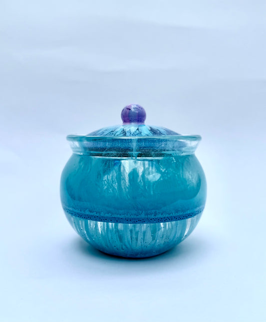 Handmade Epoxy Lidded Jar – Colorful Resin Storage Container with Lid – Decorative Trinket Box, Jewelry Holder, Gift for Home Décor