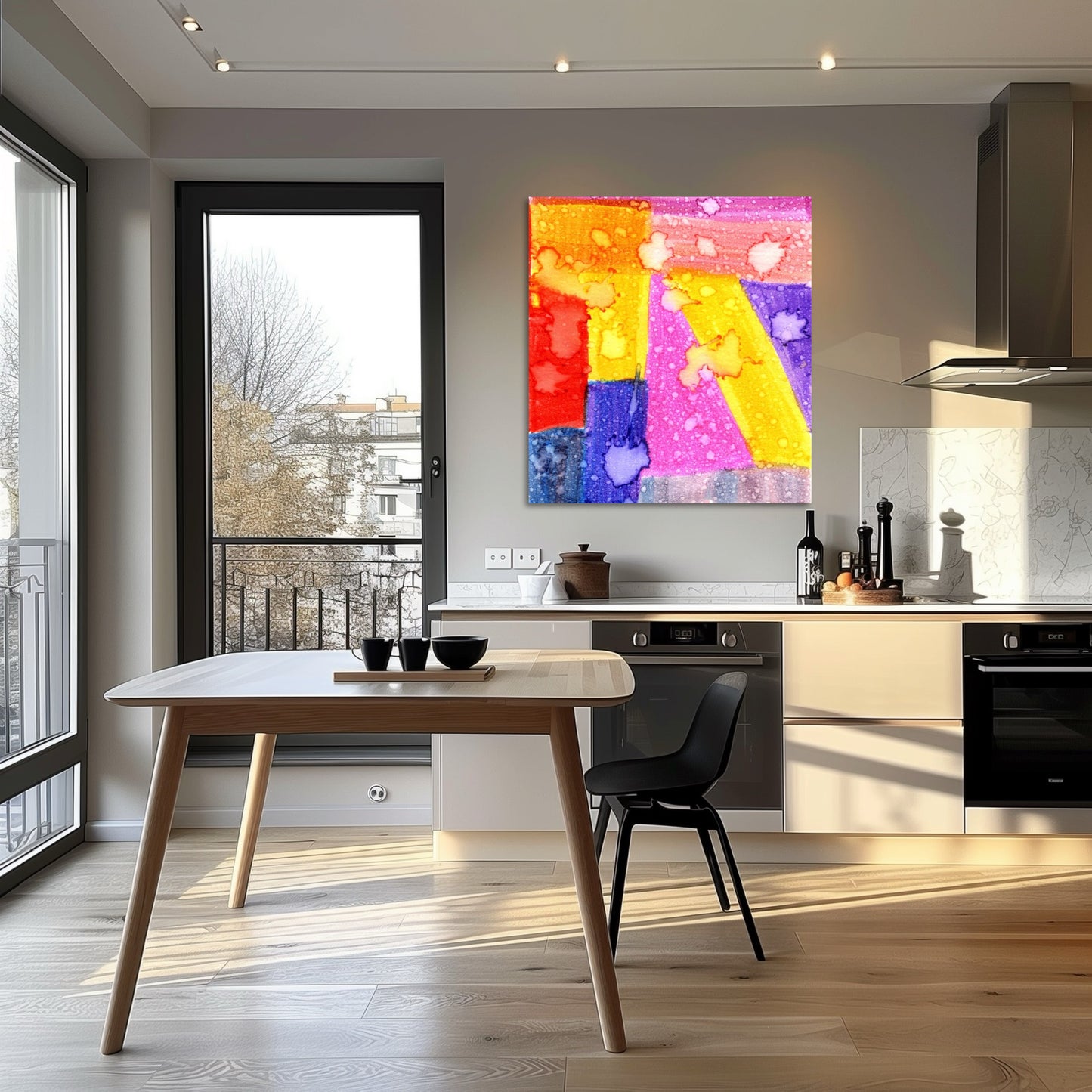 Colorful Abstract Watercolor Art Print – Geometric Wall Decor