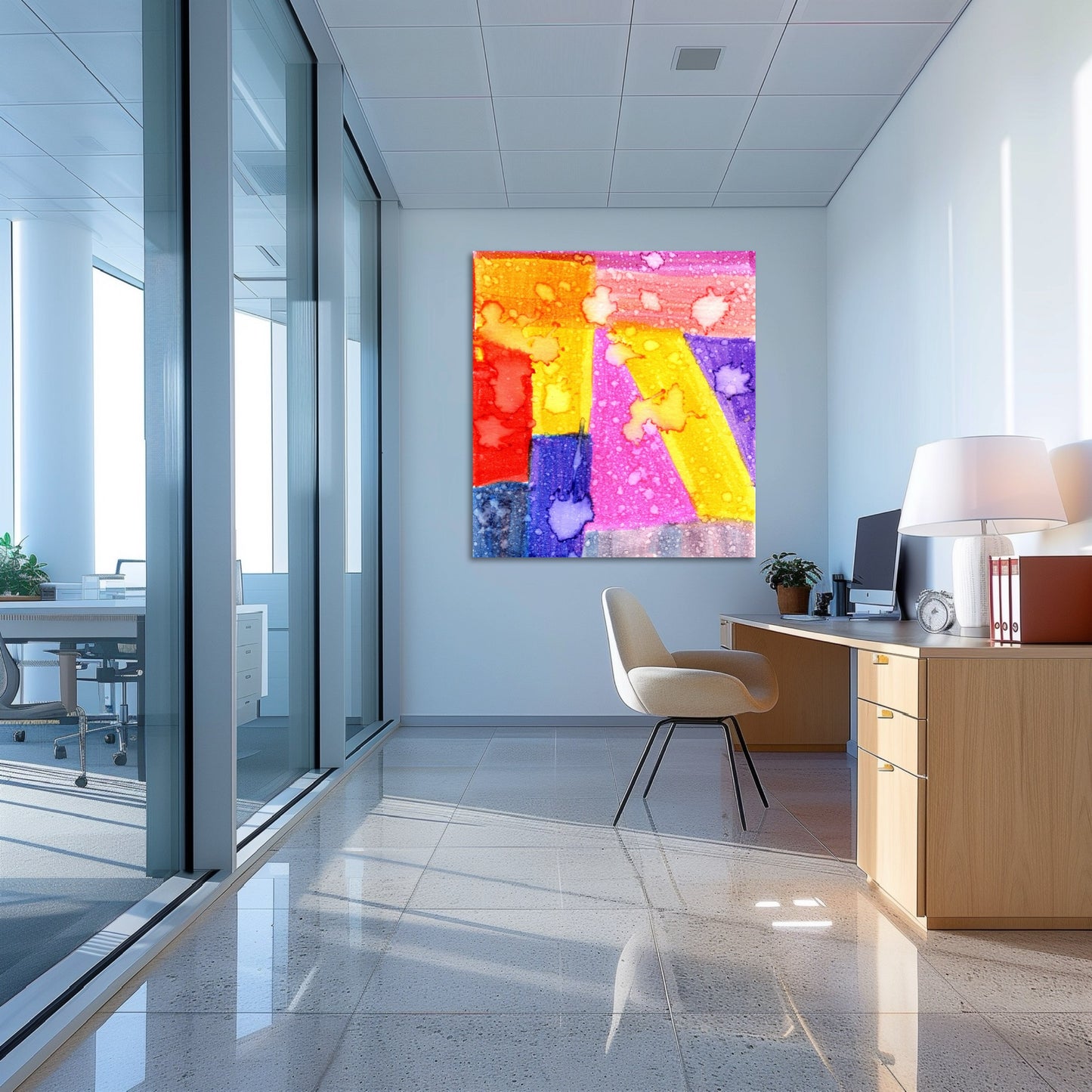 Colorful Abstract Watercolor Art Print – Geometric Wall Decor