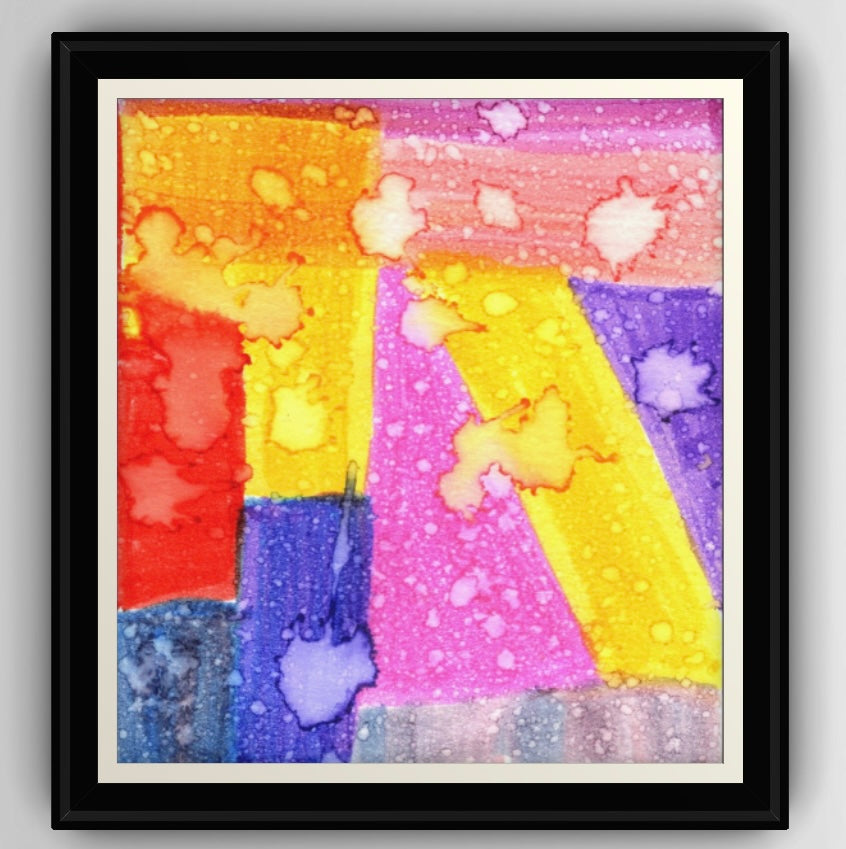 Colorful Abstract Watercolor Art Print – Geometric Wall Decor