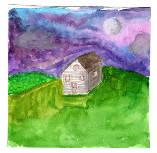 Night House with Moon