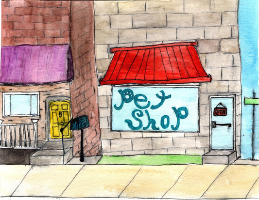 Handpainted watercolor Pet Shop