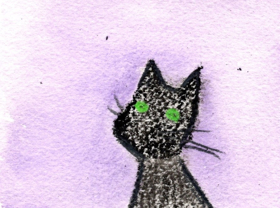 Black Cat with Green Eyes